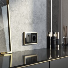 Рамка Werkel Baguette двухместная черная/латунь (a060240) - фото 4