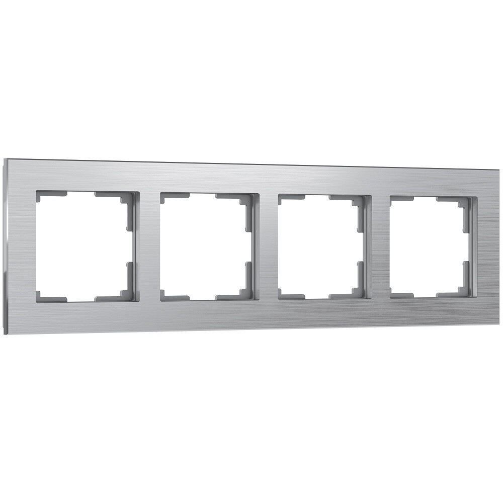 Изображение товара Рамка для электропроводки Werkel Aluminium 4гнезда прямоугольная серебро