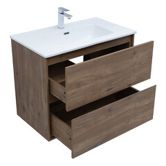 Тумба под раковину Lavelly Cube 80 см подвесная дуб рустик (00316636) - фото 8