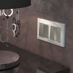 Выключатель Werkel двухклавишный встраиваемый серебряный рифленый (a051355) - фото 4