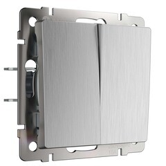 Изображение товара Выключатель Werkel двухклавишный встраиваемый серебряный рифленый проходной (a051357)