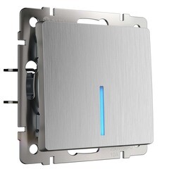 Изображение товара Выключатель Werkel одноклавишный встраиваемый серебряный рифленый с подсветкой (a051364)