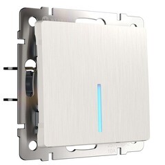 Изображение товара Выключатель Werkel одноклавишный встраиваемый перламутровый рифленый проходной с подсветкой (a051182)