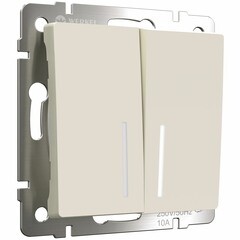 Изображение товара Выключатель Werkel двухклавишный встраиваемый айвори матовый с подсветкой (a059282)
