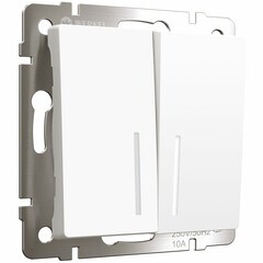 Выключатель Werkel двухклавишный встраиваемый белый матовый с подсветкой (a059273) - фото 1