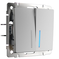 Изображение товара Выключатель Werkel двухклавишный встраиваемый серебряный с подсветкой (a051524)