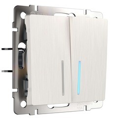 Выключатель Werkel двухклавишный встраиваемый перламутровый рифленый с подсветкой (a051174) - фото 1