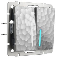 Изображение товара Выключатель Werkel двухклавишный встраиваемый серебряный с подсветкой (a052085)