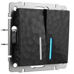 Изображение товара Выключатель Werkel двухклавишный встраиваемый черный с подсветкой (a052062)