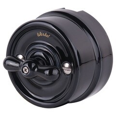 Изображение товара Выключатель Werkel Ретро двухклавишный накладной черный на 4 положения (a051452)