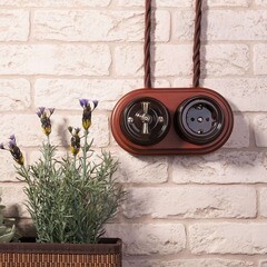 Переключатель Werkel Ретро одноклавишный накладной коричневый (a051057) - фото 6