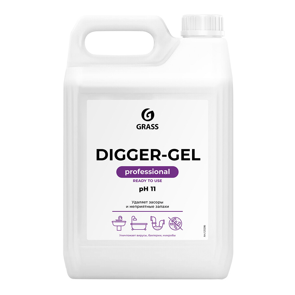 Изображение товара Средство Grass Digger-Gel для устранения засоров в трубах 5 л