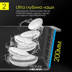 Мойка для кухни Melana ProfLine 50х50х20 см врезная с сифоном сталь (R5050H) - фото 5