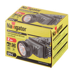 Фонарь налобный Navigator NPT светодиодный 1 LED 2 Вт аккумуляторный Li-Ion 1800 мАч ударопрочный пластик 2 режима (61284) - фото 3