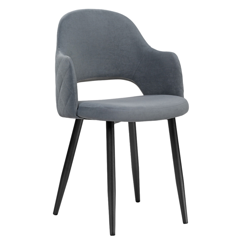 Изображение товара Мягкий современный стул Гутрид серый с металлокаркасом и велюром