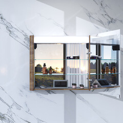 Зеркальный шкаф AM.PM Sensation 80х70х15 см с подсветкой левый орех - фото 2