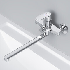 Смеситель для ванны AM.PM Gem хром однорычажный с длинным изливом без лейки (F90A90000) - фото 5