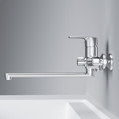 Смеситель для ванны AM.PM Gem хром однорычажный с длинным изливом без лейки (F90A90000) - фото 8