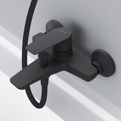 Смеситель для ванны AM.PM Gem черный однорычажный с коротким изливом без лейки (F90A10022) - фото 8