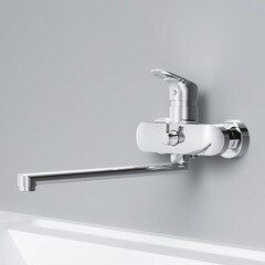 Смеситель для ванны AM.PM Like хром однорычажный с длинным изливом без лейки (F8090016) - фото 9