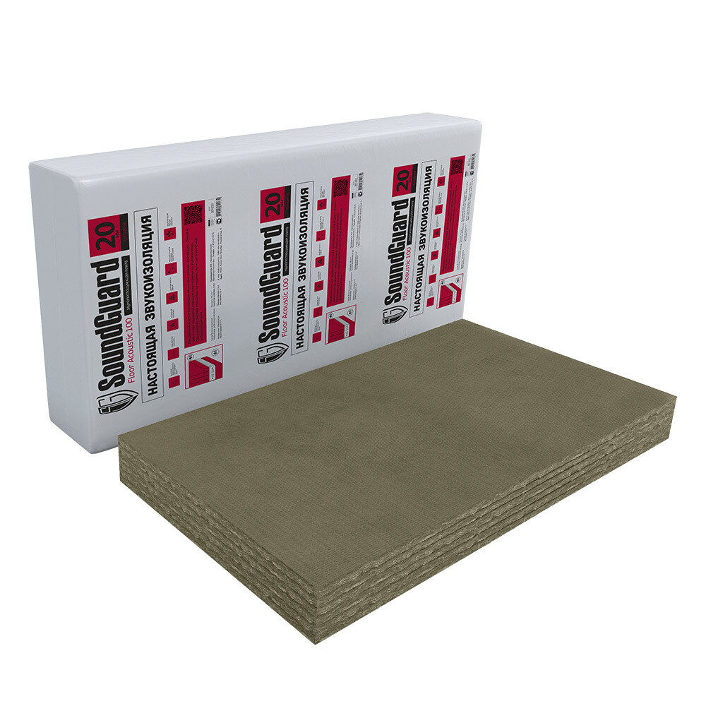 Изображение товара Минеральная плита SoundGuard Floor Acoustic 20х600х1200 мм для звукоизоляции пола