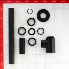 Сифон для раковины Wirquin Linies Mini 1 1/4х32 мм без выпуска с отводом черный (30722857) - фото 2