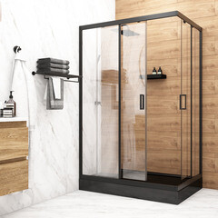 Душевой уголок Метакам Universal черный 120х80х185 см прямоугольник стекло прозрачное 4 мм (KKS_014548) - фото 10