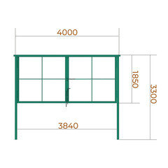 Ворота распашные каркас со столбами 4х1,85 м зеленые RAL 6005 - фото 5