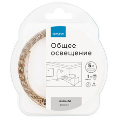 Изображение товара Комплект светодиодной ленты SMD 2835 4000К 12 В 14,4 Вт/м 5 м IP20 Apeyron (229ОО)