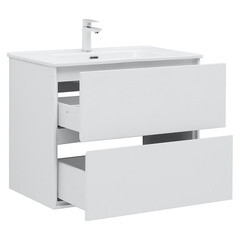 Тумба под раковину Lavelly Cube 80 см подвесная белый глянец (00316626) - фото 12