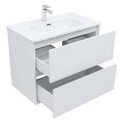 Тумба под раковину Lavelly Cube 80 см подвесная белый глянец (00316626) - фото 9