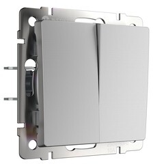 Выключатель Werkel двухклавишный встраиваемый серебряный перекрестный (a058435) - фото 1