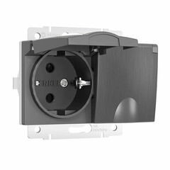 Розетка Werkel встраиваемая графит рифленый со шторками с крышкой (a057291) - фото 1