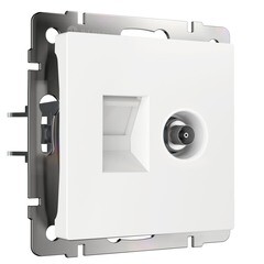 Изображение товара Розетка телевизионная/ компьютерная Werkel встраиваемая белая TV/ RJ45 (a056109)