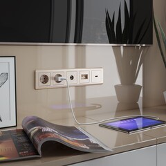 Розетка Werkel встраиваемая шампань рифленая со шторками (a051429) - фото 7