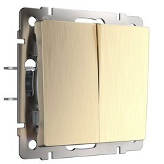 Выключатель Werkel двухклавишный встраиваемый шампань рифленый (a051423) - фото 1