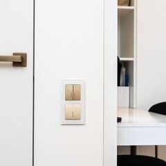 Выключатель Werkel двухклавишный встраиваемый шампань рифленый с подсветкой (a051414) - фото 3