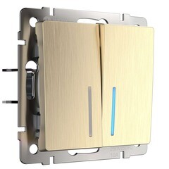 Выключатель Werkel двухклавишный встраиваемый шампань рифленый проходной (a051418) - фото 1