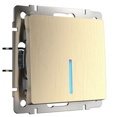 Изображение товара Выключатель Werkel одноклавишный встраиваемый шампань рифленый проходной с подсветкой (a051412)