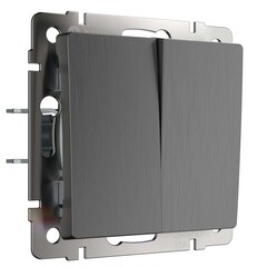 Изображение товара Выключатель Werkel двухклавишный встраиваемый графит рифленый проходной (a050760)