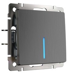 Выключатель Werkel одноклавишный встраиваемый графит рифленый с подсветкой (a050749) - фото 1