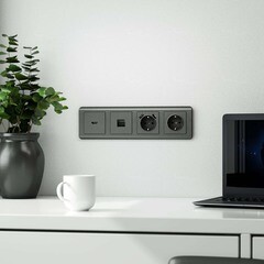 Розетка компьютерная Werkel встраиваемая графит рифленый RJ45 (a050748) - фото 2