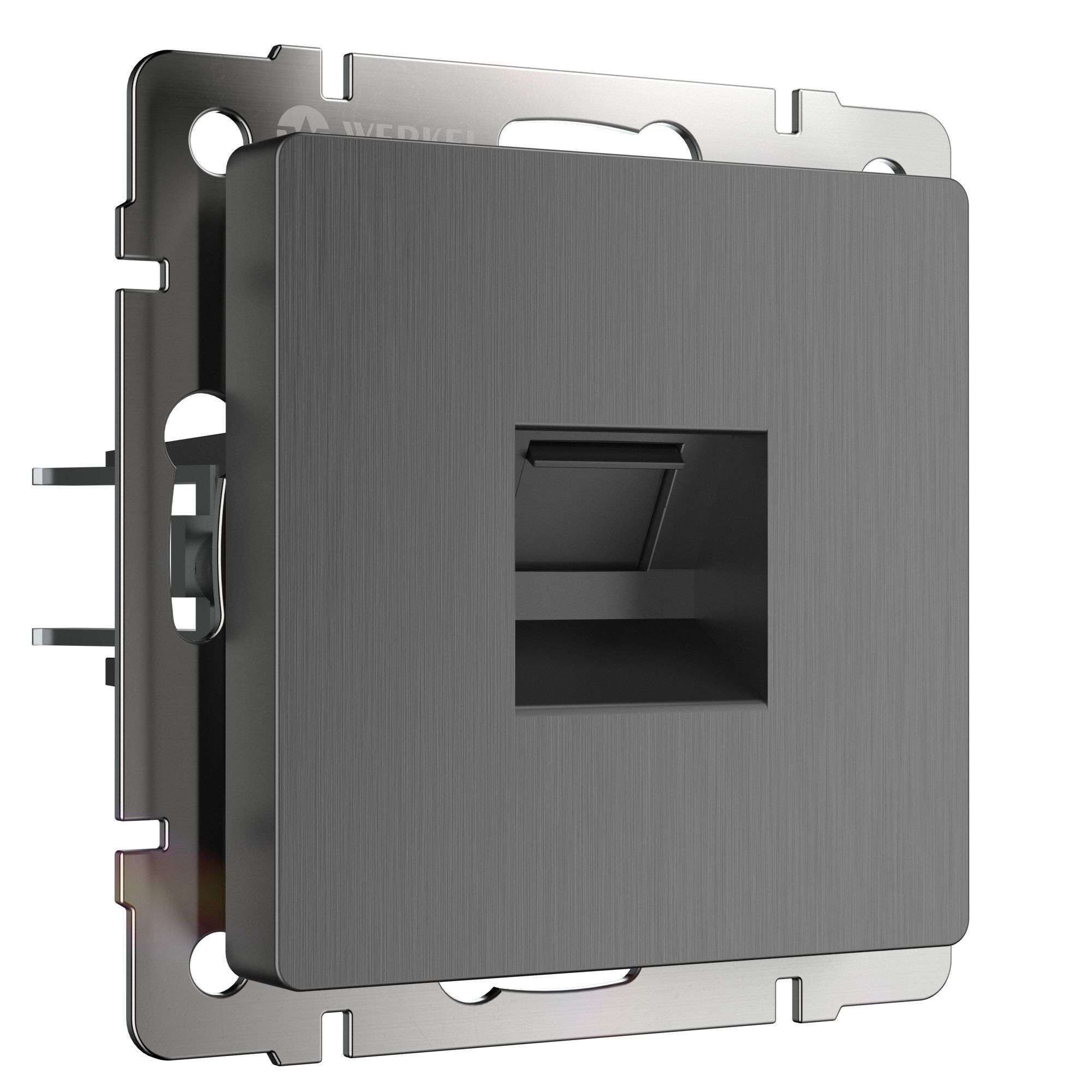 Изображение товара Встраиваемая компьютерная розетка Werkel графит рифленый RJ45 IP20