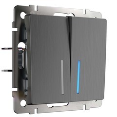 Изображение товара Выключатель Werkel двухклавишный встраиваемый графит рифленый с подсветкой (a050747)