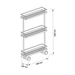 Стеллаж на колесах 660х390х120 мм Ulitka Overtop белый (74104072/25812) - фото 8