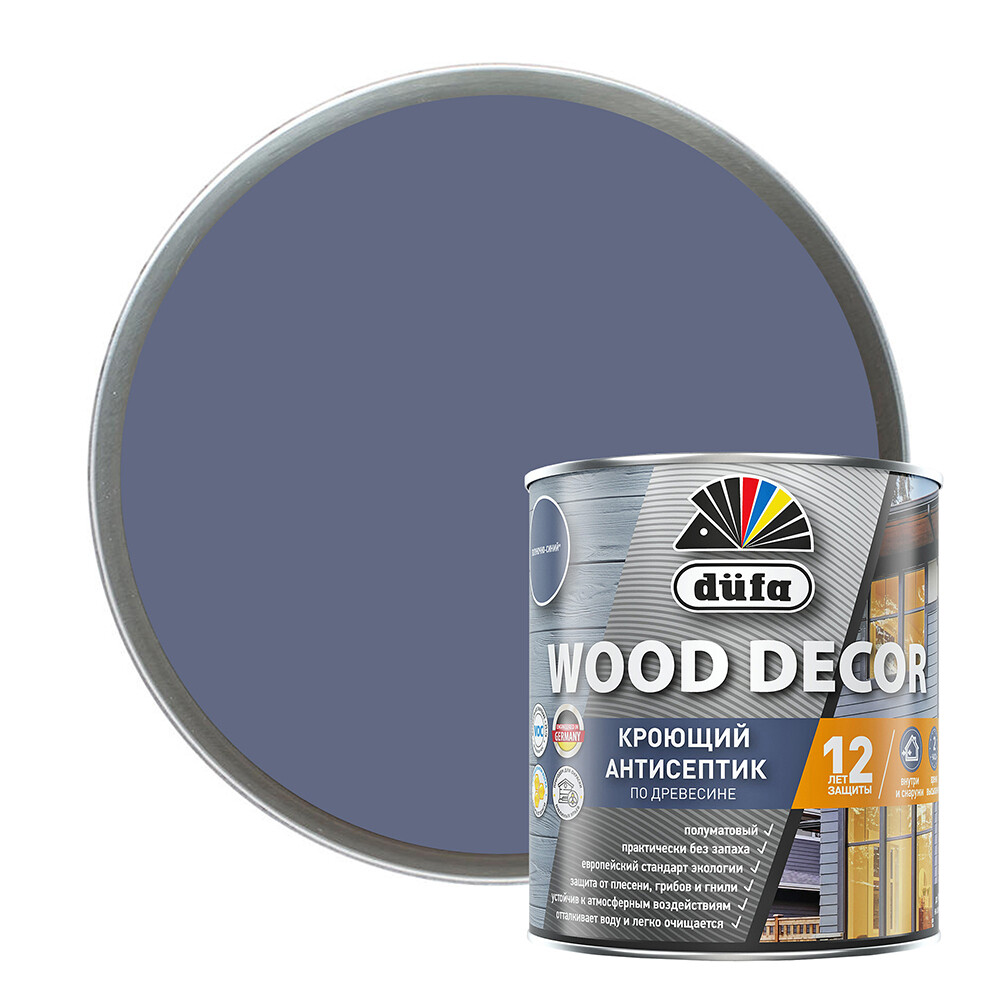 Изображение товара Антисептик Dufa Wood Decor кроющий декоративный для дерева полуночно-синий 0,9 л