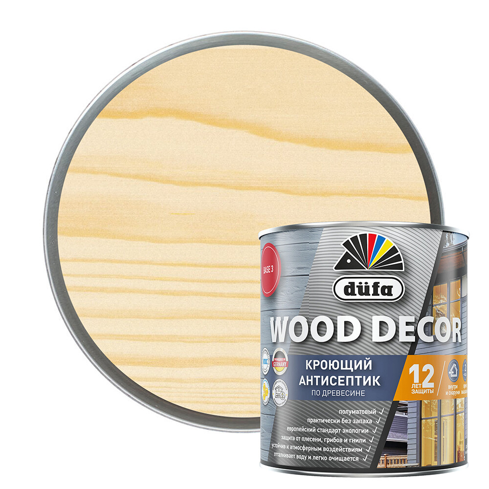 Изображение товара Антисептик Dufa Wood Decor кроющий бесцветный для дерева 0,81 л водный
