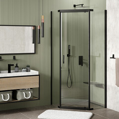 Душевой уголок WasserKraft Wiese 84P черный 100х100х200 см пятиугольник стекло прозрачное 6 мм (84P38) - фото 2