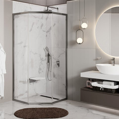 Душевой уголок WasserKraft Naab 86S хром 100х100х200 см пятиугольник стекло прозрачное 8 мм (86S38) - фото 3