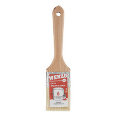 Кисть плоская натуральная щетина деревянная ручка Wenzo Wood 50х14 мм для эмалей и лаков на алкидной основе - фото 4